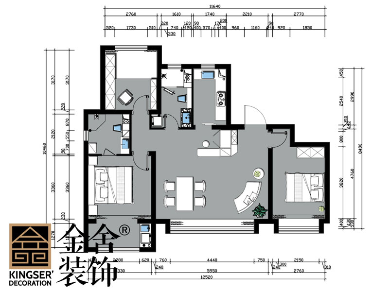 天成嶺秀126㎡戶(hù)型平面布置圖